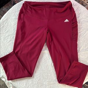 Adidas Maroon Leggings with White Logo